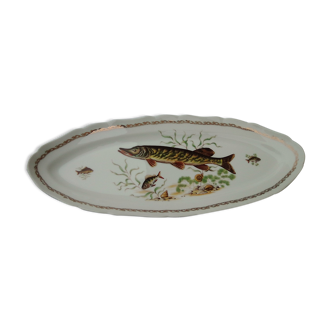 Plat à poisson en porcelaine l'hirondelle  Mehun sur Yèvre L  54,5 cm