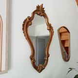 Miroir Italien baroque en résine doré années 60