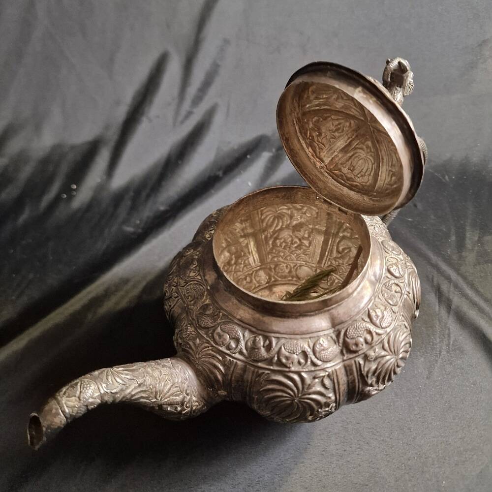 Solid silver teapot kutch India