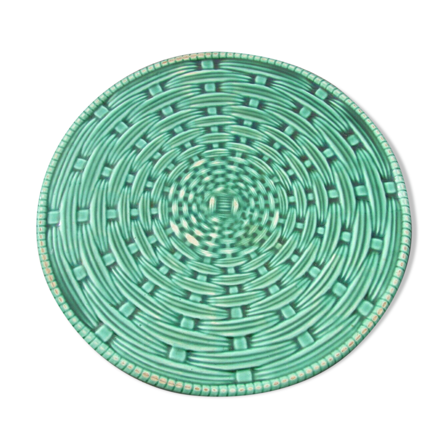 Cheese platter - green ceramic - Vintage