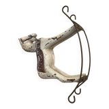 Antique toy horse in ivory and black wood, visible framework, Czech Republic, late 19th century.