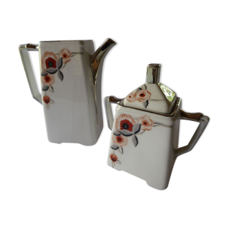 Cafetière carrée et sucrier