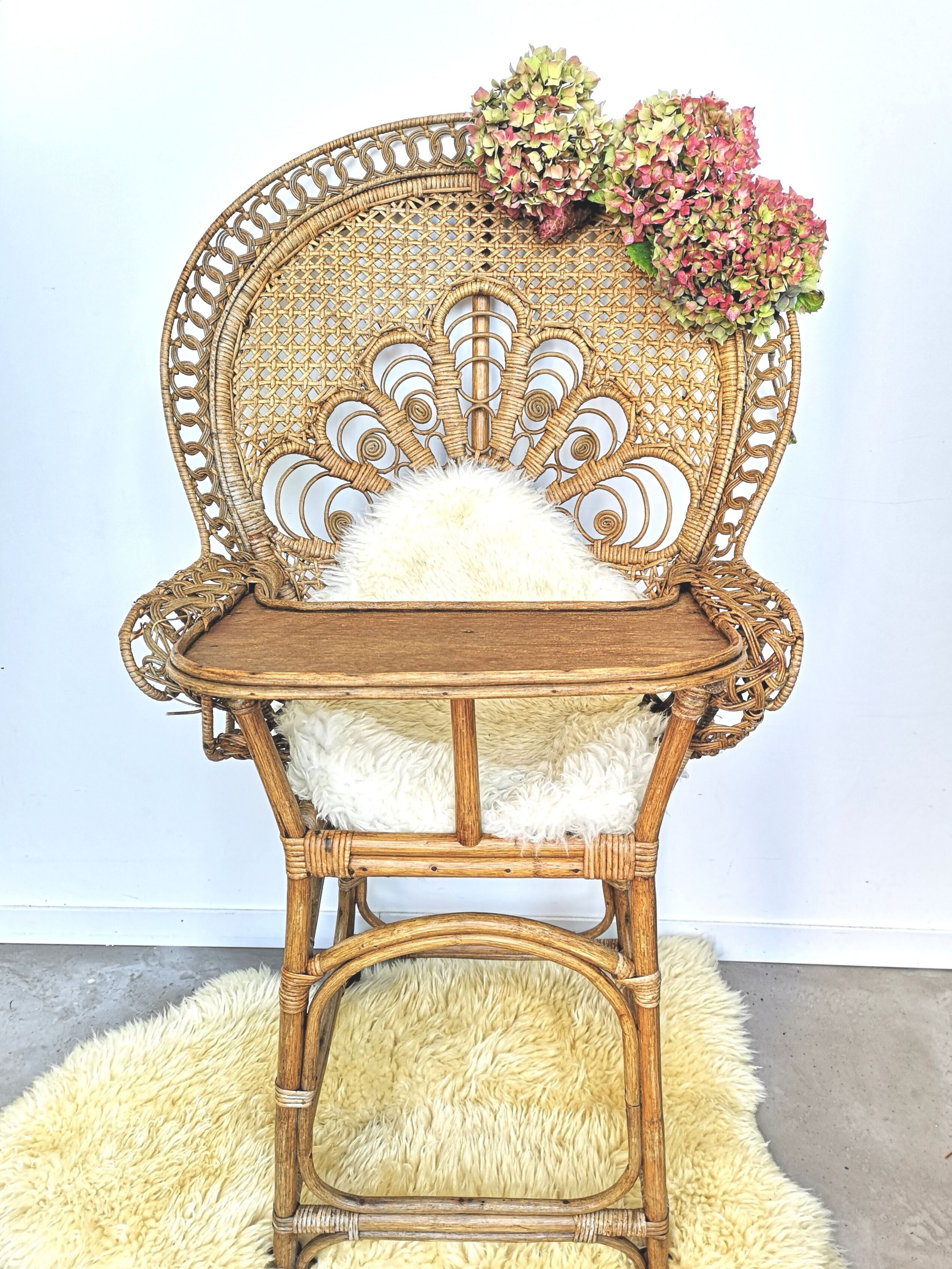 High chair baby rattan emmanuelle peacok