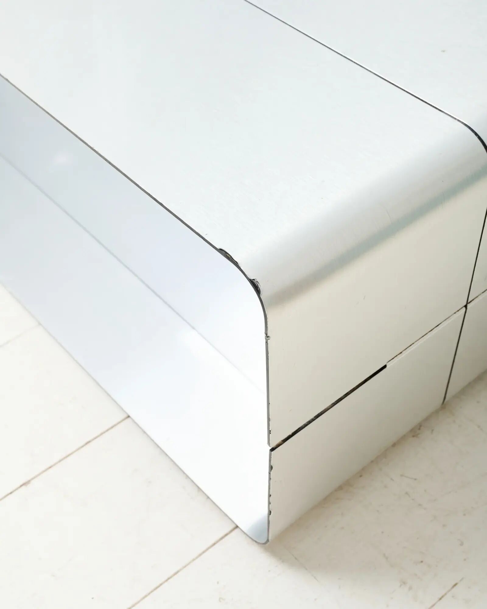 Aluminium and mirror coffee table, Roche Bobois, 1970-1980