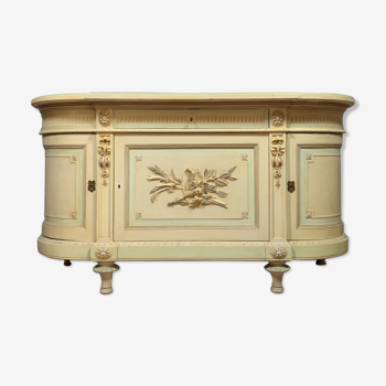 Buffet demie lune de château Louis XVI en bois laqué vers 1850