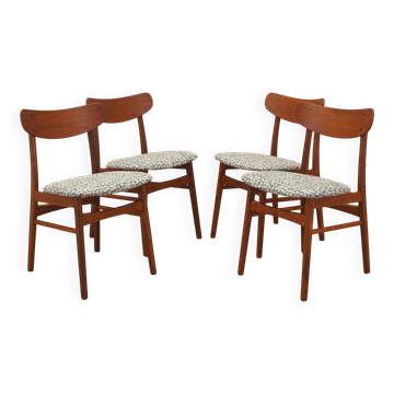 Set of four teak chairs, Danish design, 1970s, made in Denmark