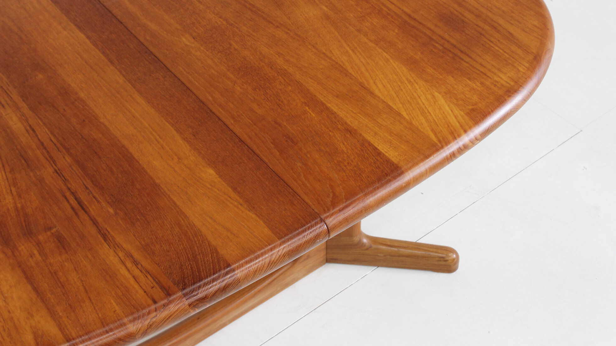 Vintage Danish oval extendable dining table solid teak