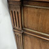 Louis XVI style mahogany commode with a grey veined marble top, 19th century