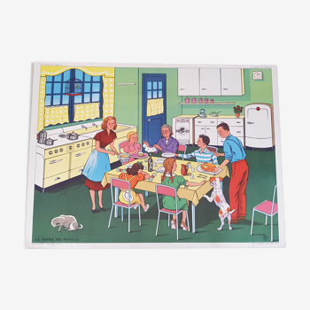 Affiche d'école Rossignol "le repas en famille " & "la maladie"