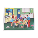 Rossignol school poster "the repas in family" - "the maladie"