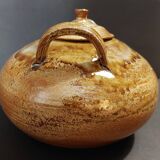 Ceramic 20th century enameled stoneware teapot signature to identify