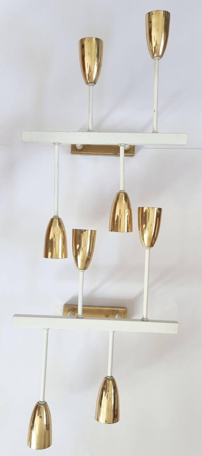 Pair of Midcentury Wall or Ceiling Lamps, Flush Mounts, Stilnovo Style, 1960s