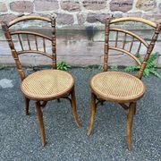 Pair of Viennese bistro café chairs by L. & H. Cambier Frères bentwood belgium