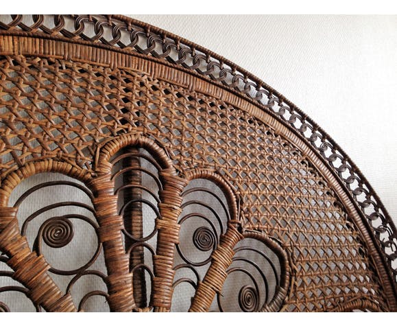 Headboard rattan peacock