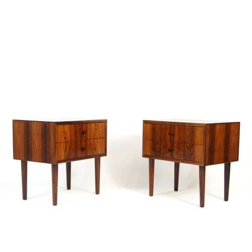 Pair of Retro Vintage Danish Bedside Tables Cabinets Drawers Rosewood Teak 1960s
