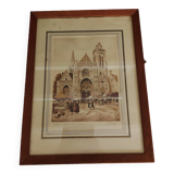 Aquarelle Senlis première moitié XXème
