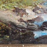 oil on canvas 19th century landscape of the Pyrenees by Alfred Godchaux