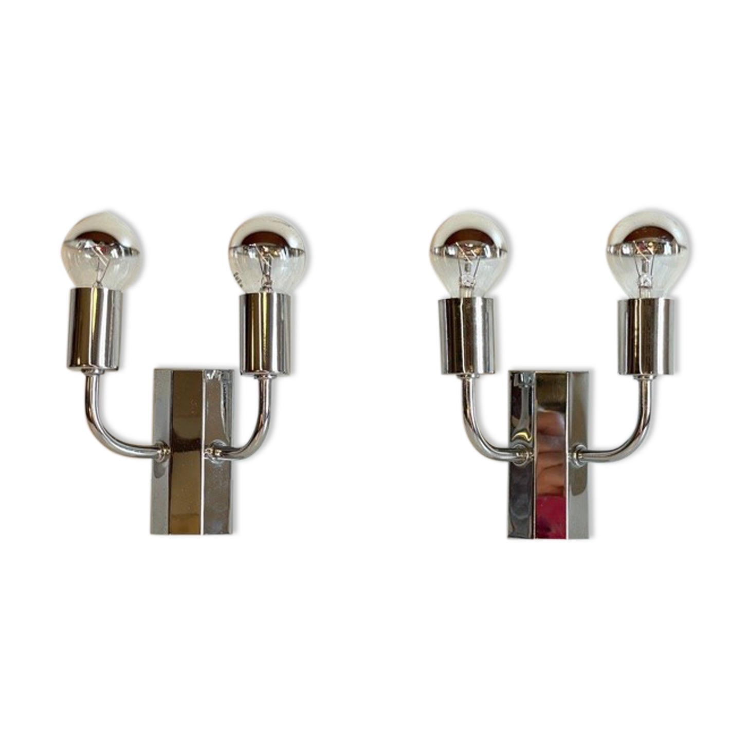 Pair of geometric wall lamps years 70 space age