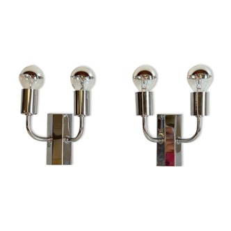 Pair of geometric wall lamps years 70 space age