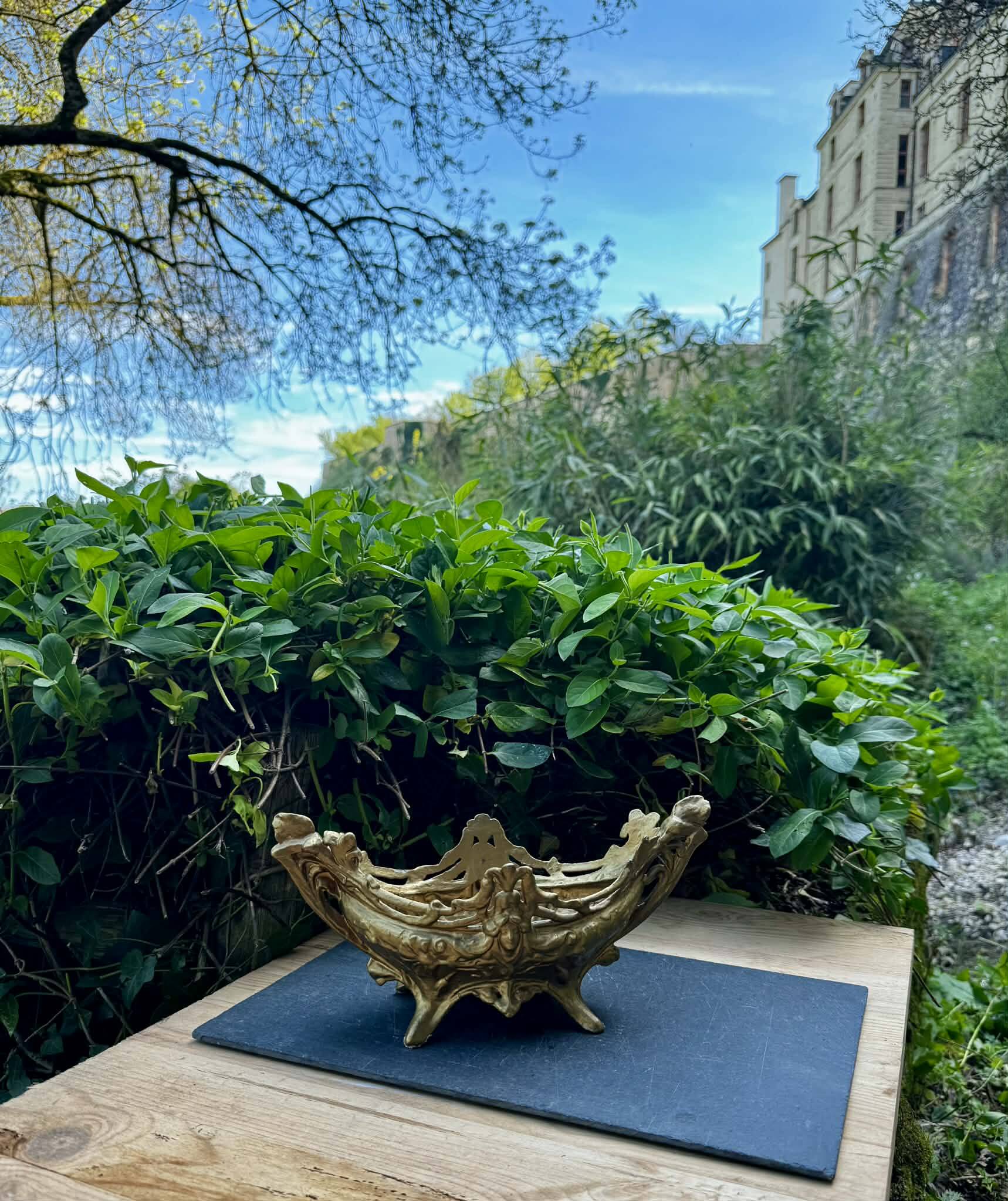 Brass planter woman Art Nouveau