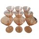 Ensemble de 9 verres à apéritif roses français, années 1930