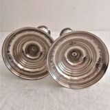 Pair of silver bronze torches, XIXth