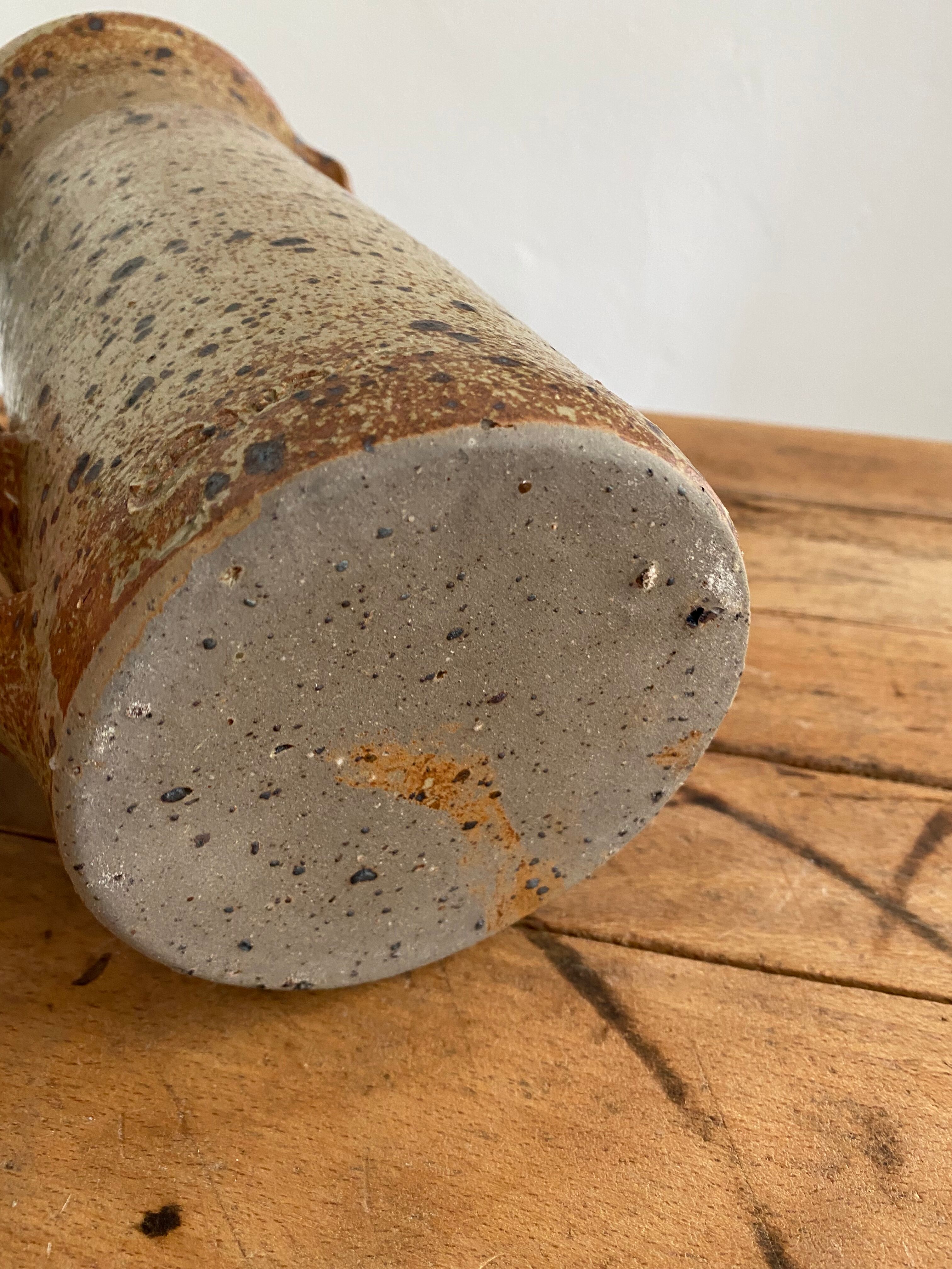 Vintage sandstone pitcher signed Guy Baudat