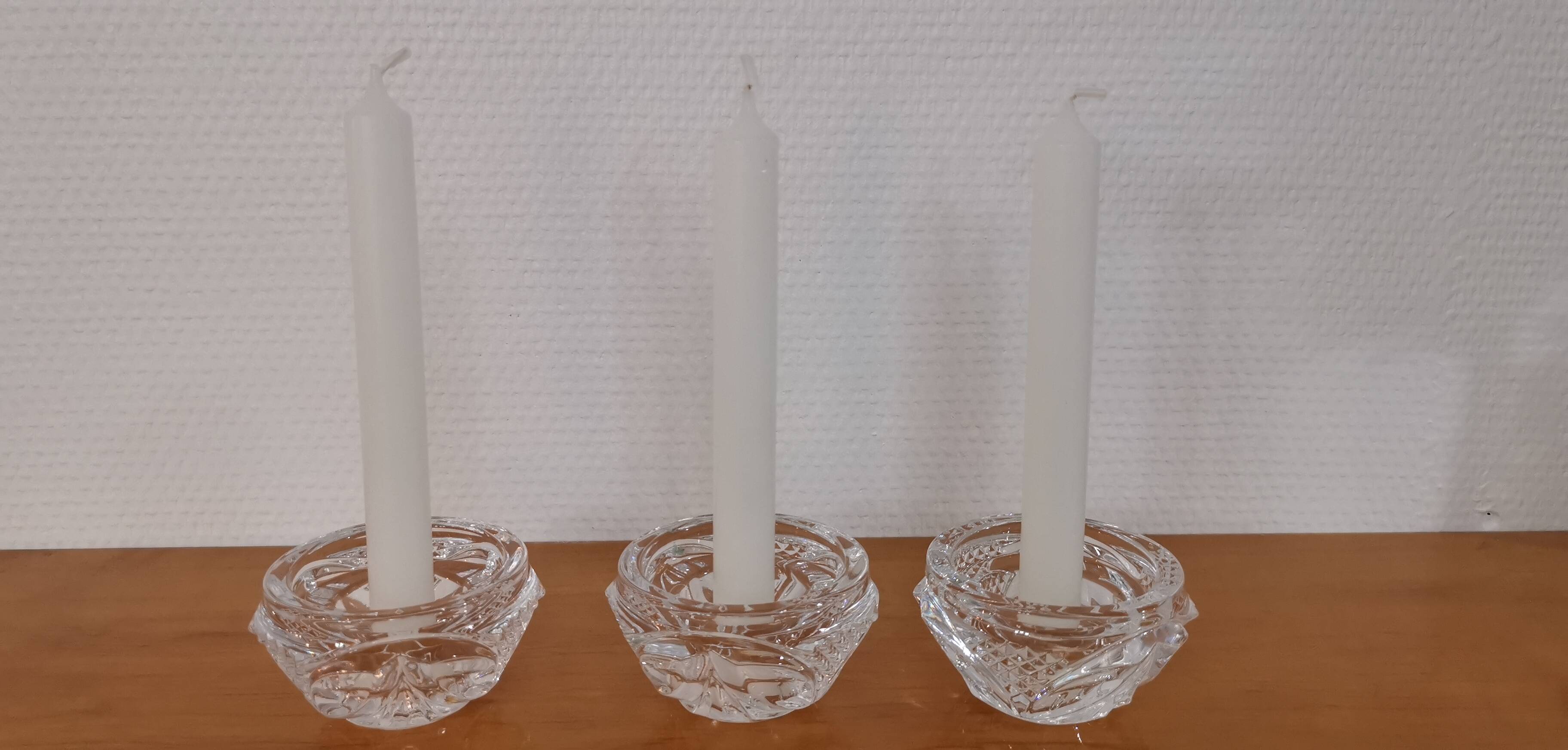 3 bougeoirs cristal d’Arques modèle "royale"