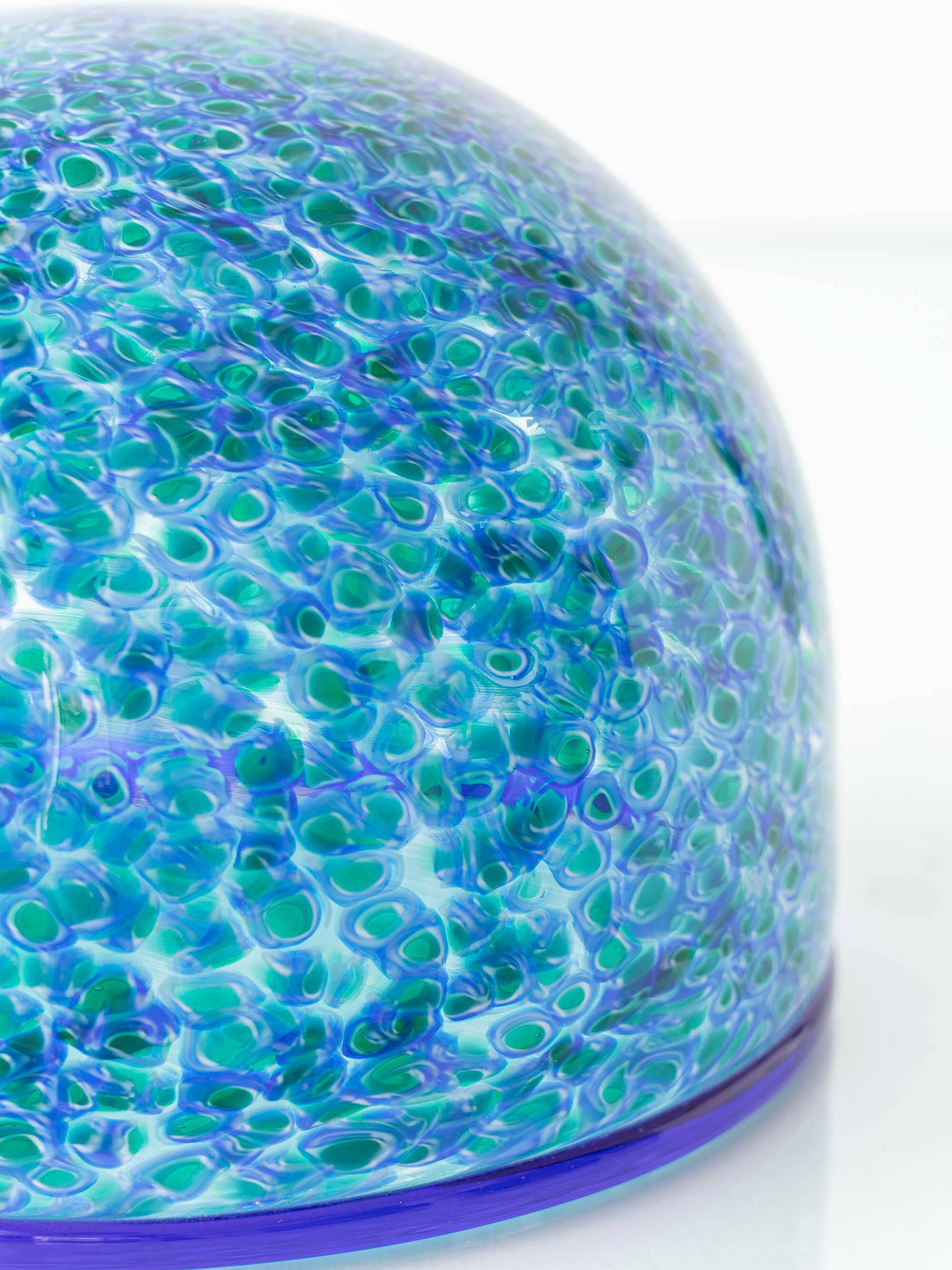 Gae Aulenti pour la lampe de table en verre de Murano Vistosi, 'Neverrino' Murrine bleu-vert