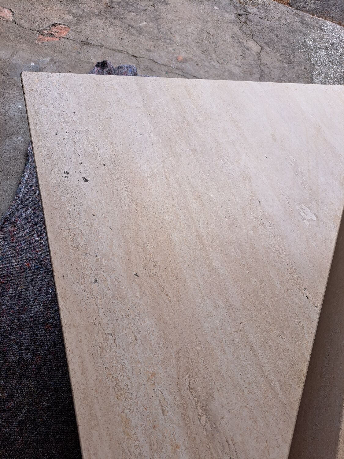 Travertine coffee table.