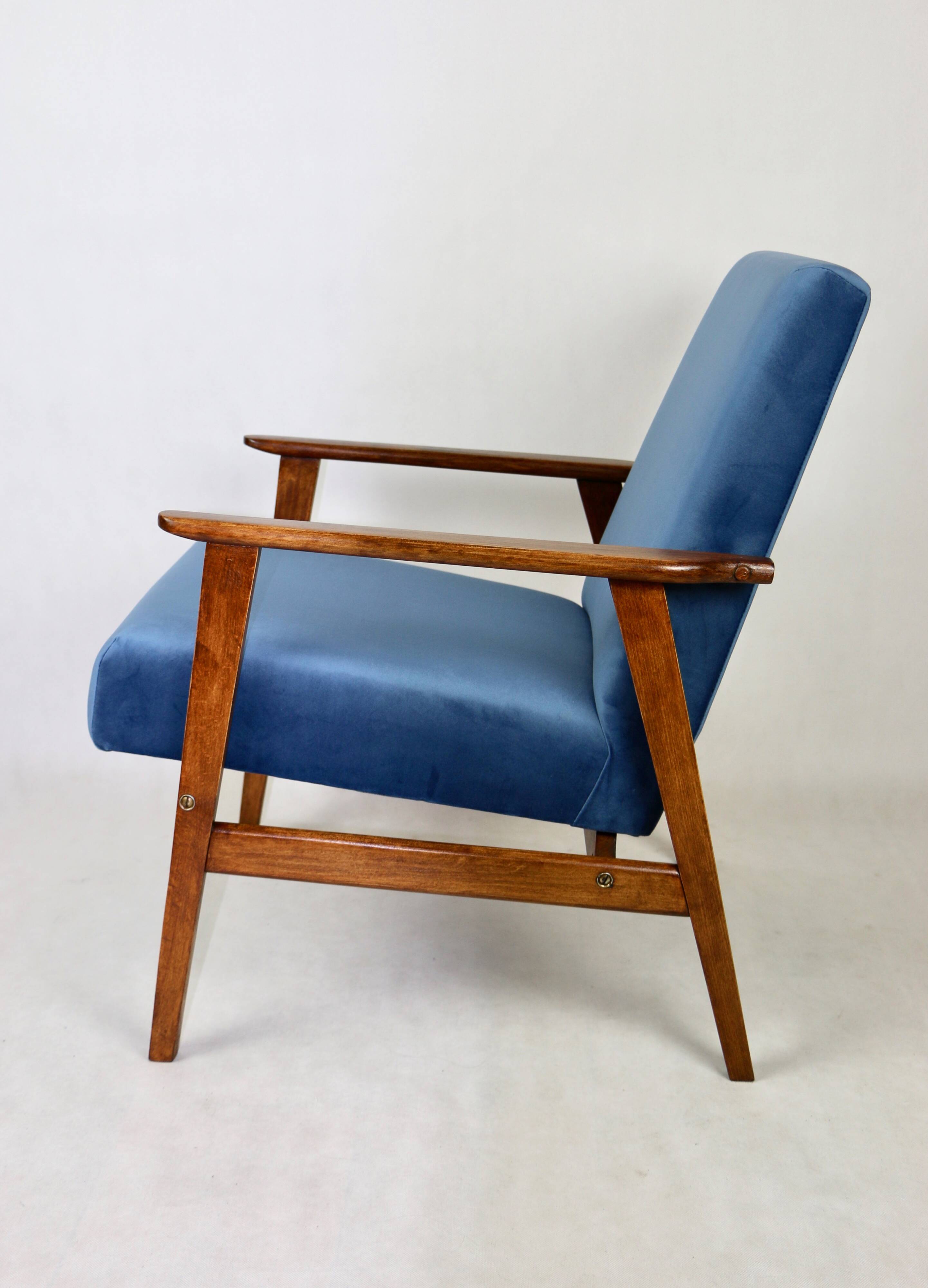 Vintage Ocean Blue Fox Easy Chair, 1970s