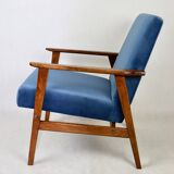 Vintage Ocean Blue Fox Easy Chair, 1970s