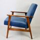 Vintage Ocean Blue Fox Easy Chair, 1970s