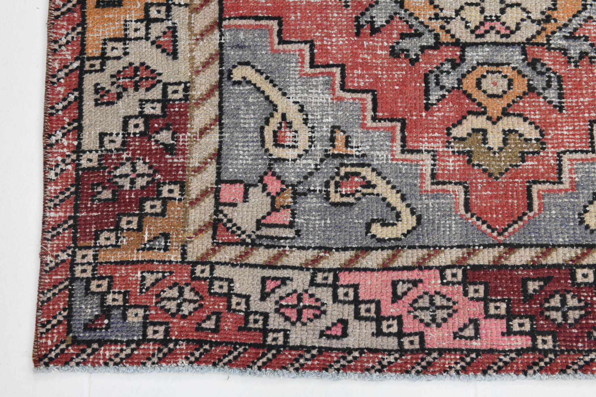 3x9 Rug For Hallway Antique Red Vintage Runner Rug, 102x261Cm SK 3931