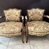 Pair of convertible armchairs, Lous XV style bergères