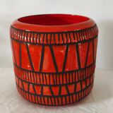 Red pot-pot vase by Roger Capron circa 1960
