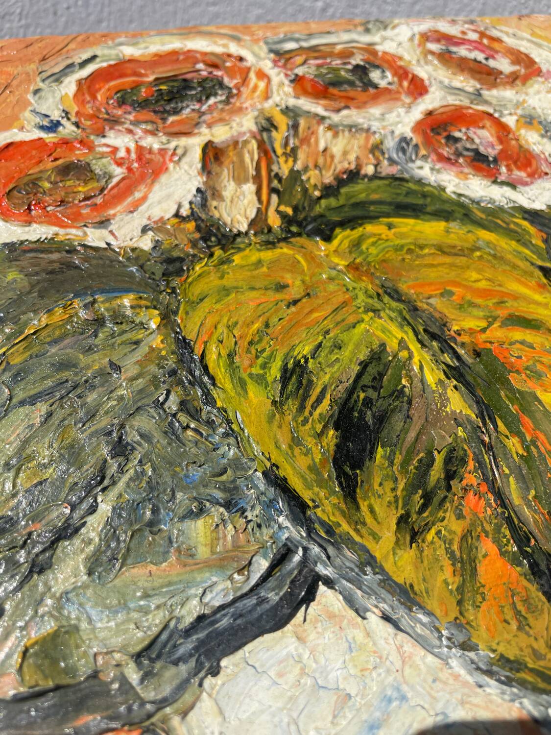 Bouquet of flowers oil on canvas painting
