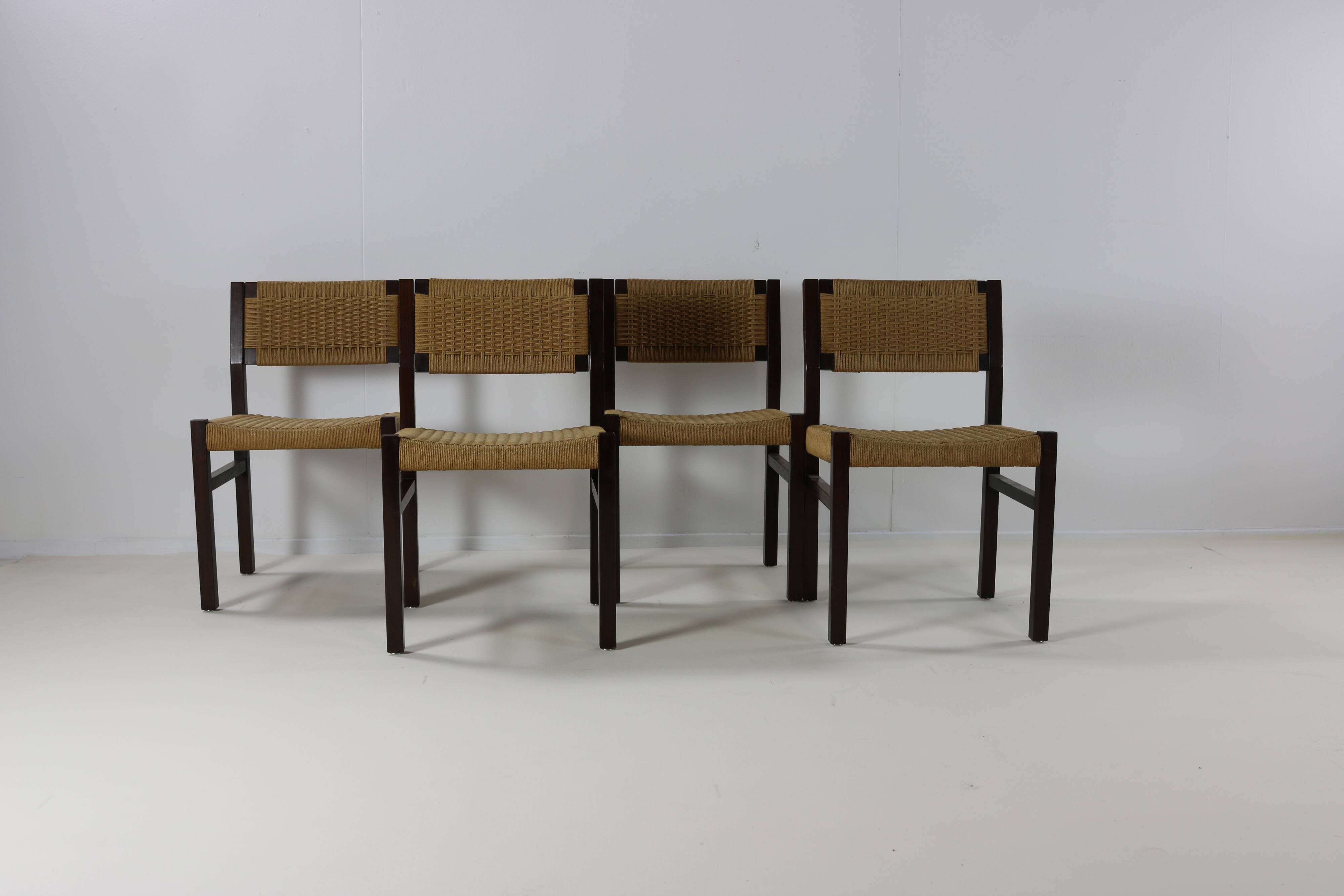 Set of four wenge wood dining chairs by Arnold Merckx for Fristho Holland