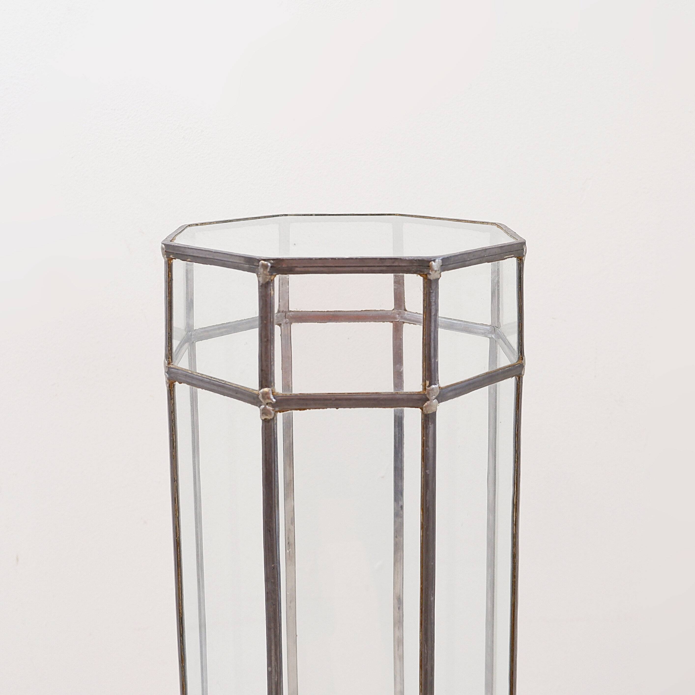 Art Deco glass and zinc pedestal column