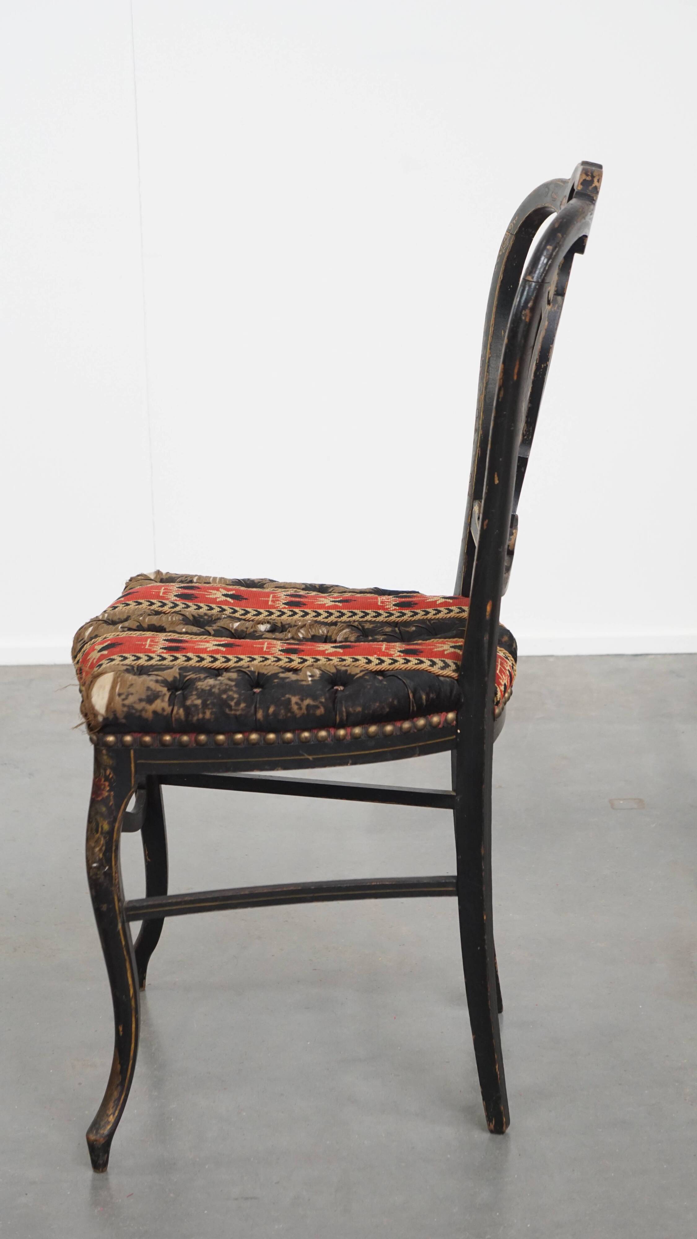 Antique French Napoleon III Chair Inlaid with Mother-of-Pearl