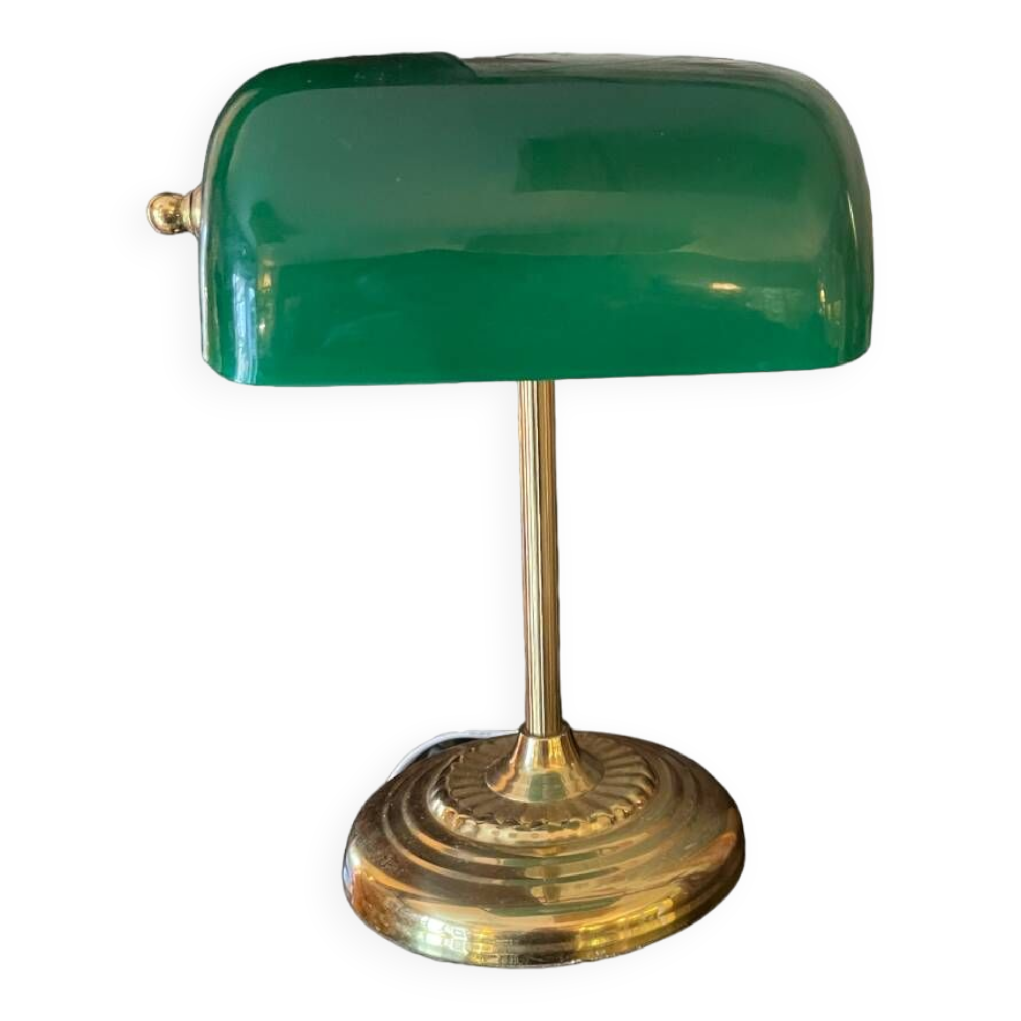 Notary desk lamp, banker, tilting green opaline library