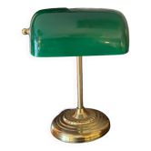 Notary desk lamp, banker, tilting green opaline library