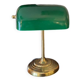 Notary desk lamp, banker, tilting green opaline library