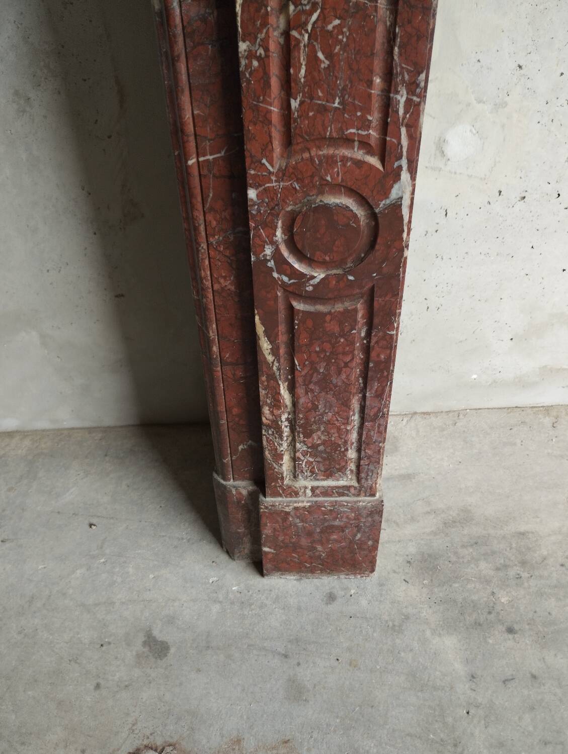 Old Louis XV red marble fireplace