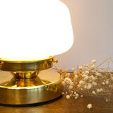 Vintage globe-laying lamp in white opaline