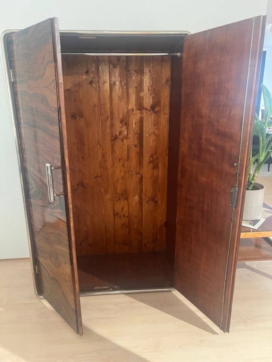 Bauhaus Wardrobe in Palisander Optic, Steel Tube and Chrome, Germany, 1930s