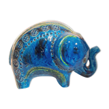 Vintage elephant statue, Aldo Londi for Bitossi, Rimini blue series.