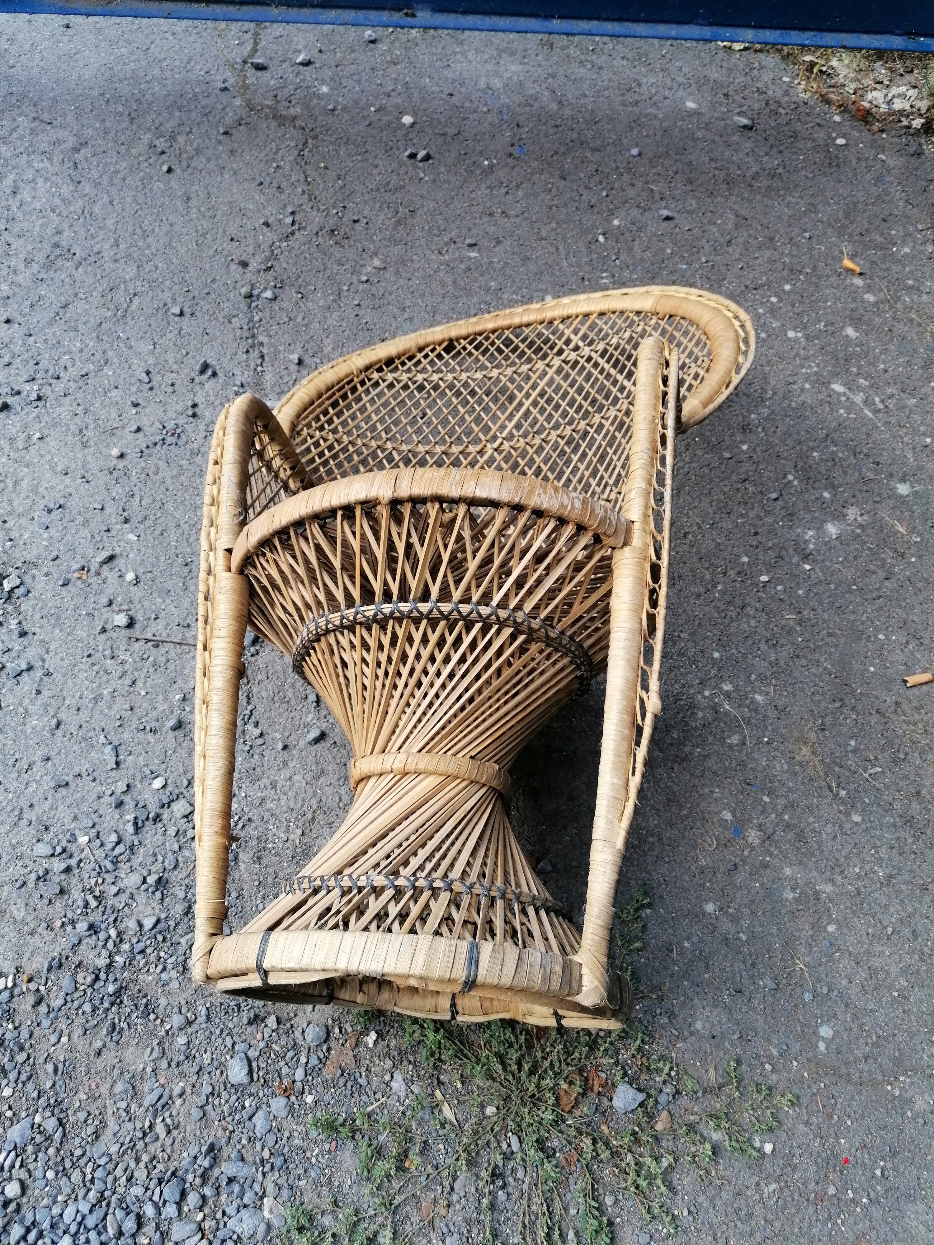 Armchair Emmanuelle size child wicker vintage rattan / Height: 80 cm