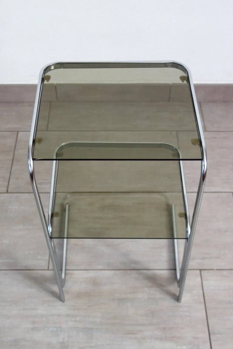 70s chrome and smoked glass side table