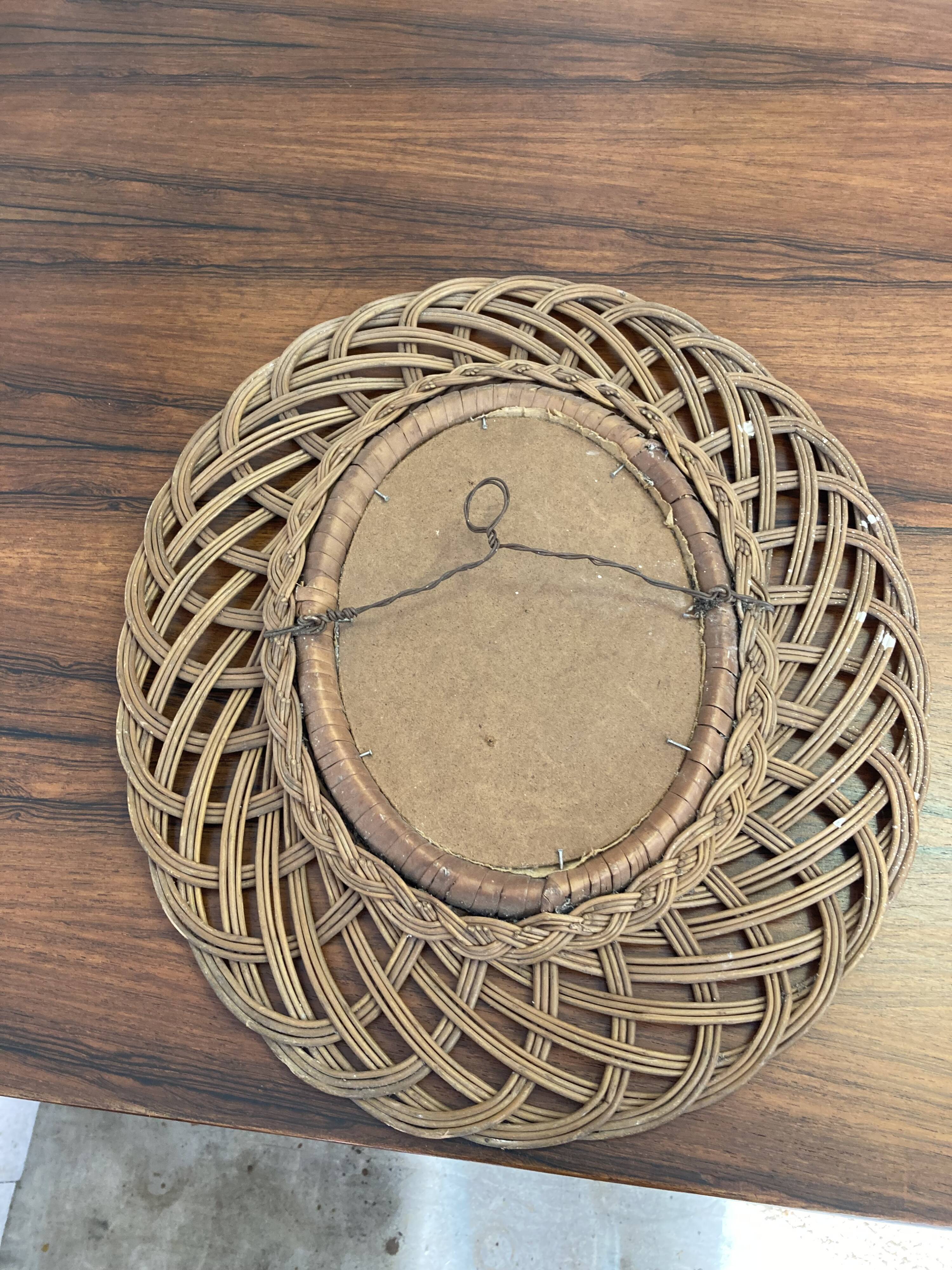 Vintage wicker mirror